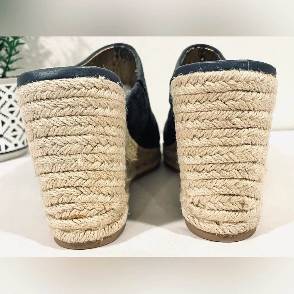 Sam Edelman “BONNIE” Espadrille Navy Blue Suede Jute Wedge Sandals | EU 39 US 8